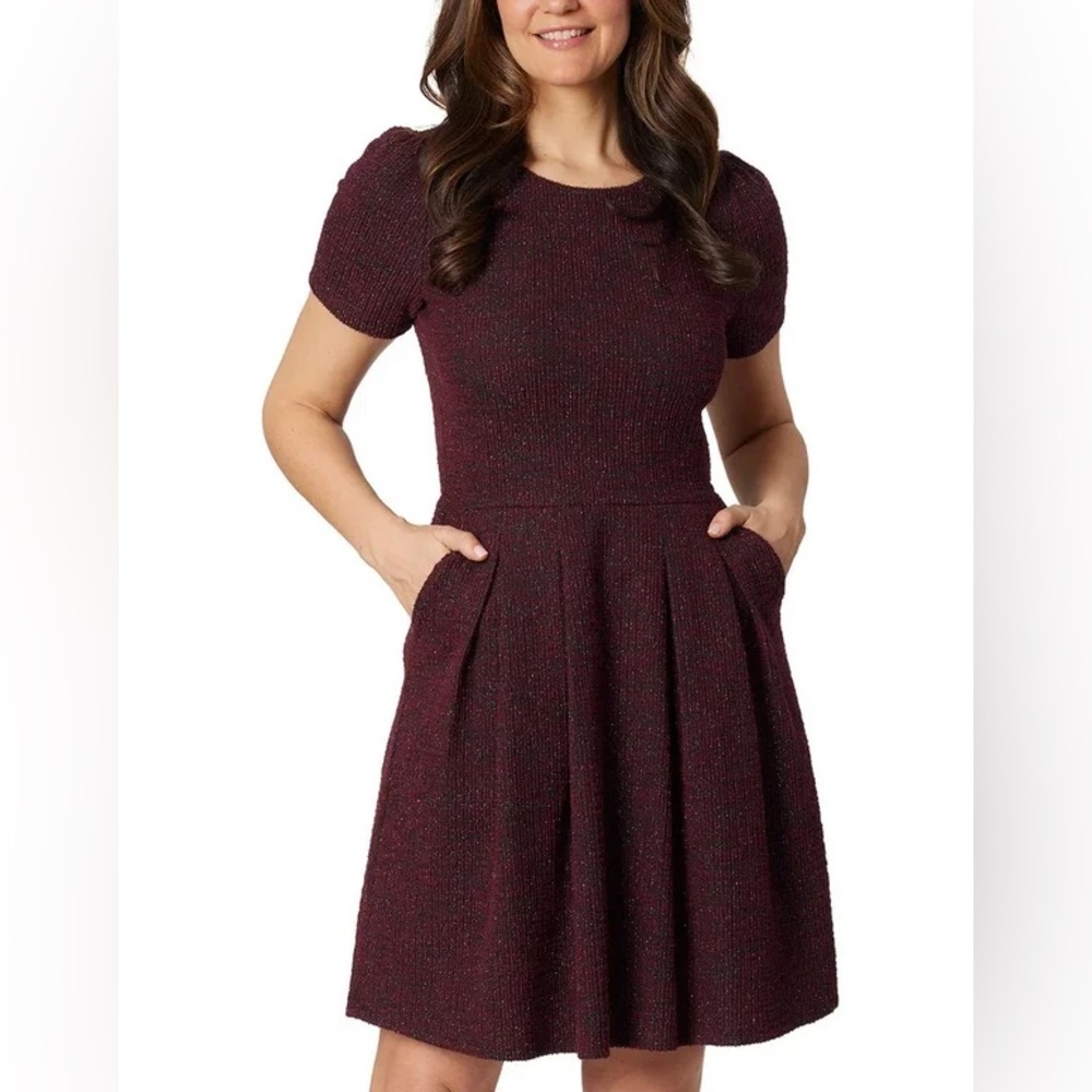 NWT Draper James Burgundy Mini Dress with Pockets, Size L